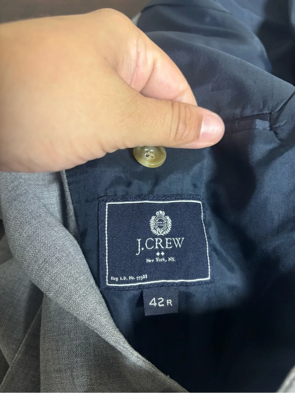 J.Crew 42R Gray 100% Wool Blazer Sport Coat Tailored Business Jacket